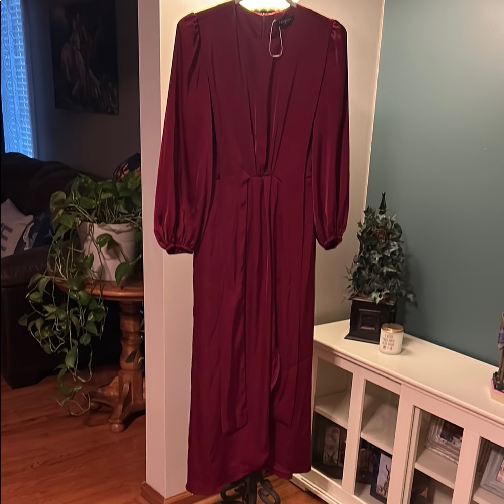 Fashion Chic Long Sleeve Burgundy Dress